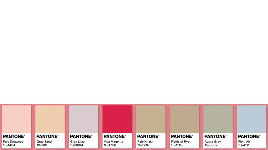 Tabela de cores que se relacionam com a tonalidade Viva Magenta.