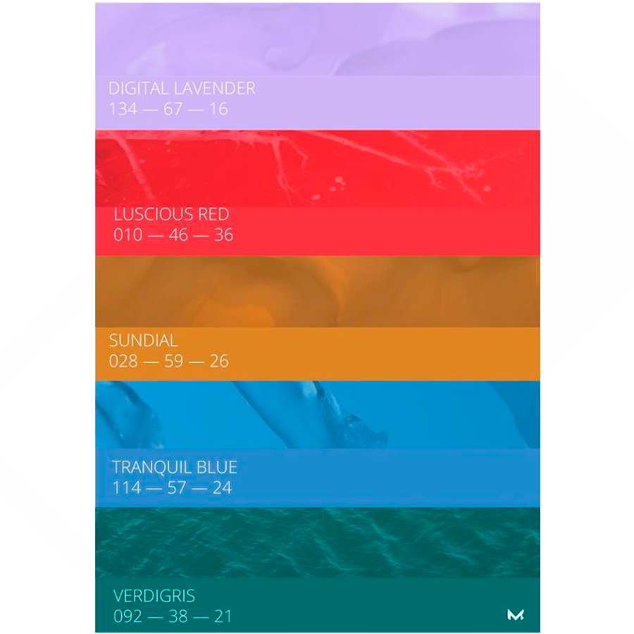 Tabela de cores escolhidas como as tonalidades de 2023.