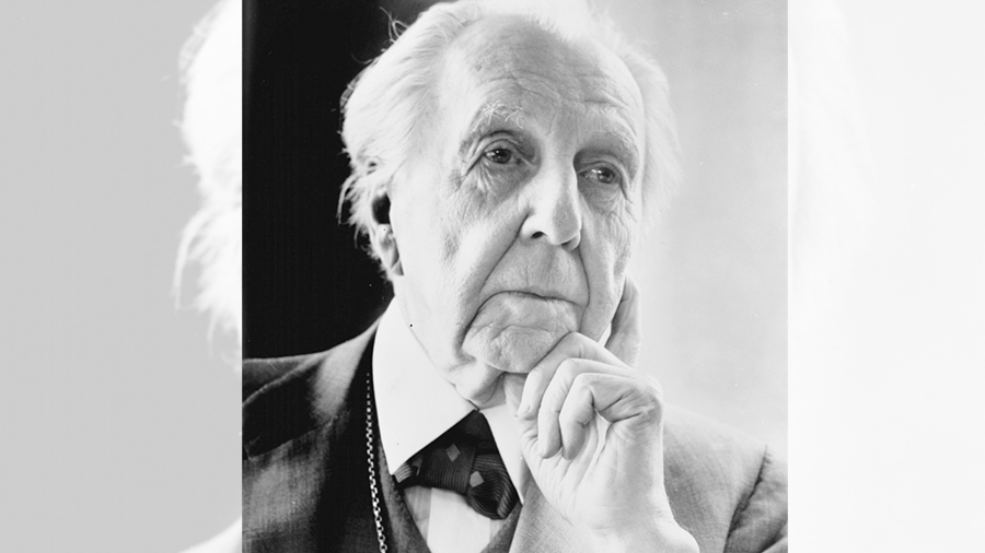 Foto preto e branca de Frank Lloyd Wright